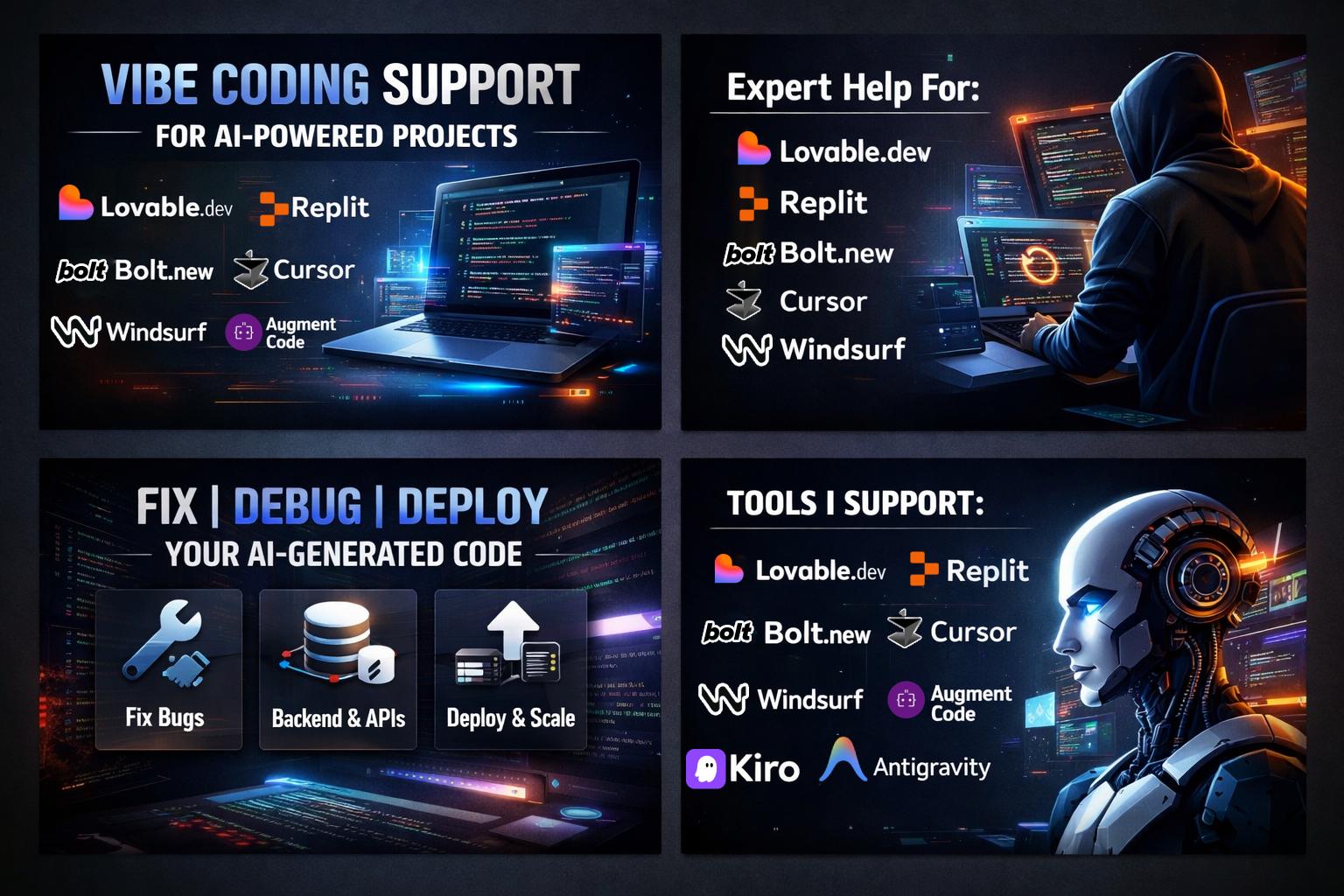I Will Provide Vibe Coding Support for Lovable, Replit, Bolt & AI-Powered Full-Stack Projects