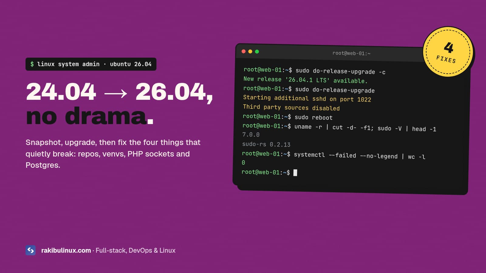 Upgrade Ubuntu 24.04 to 26.04 on a Server Safely