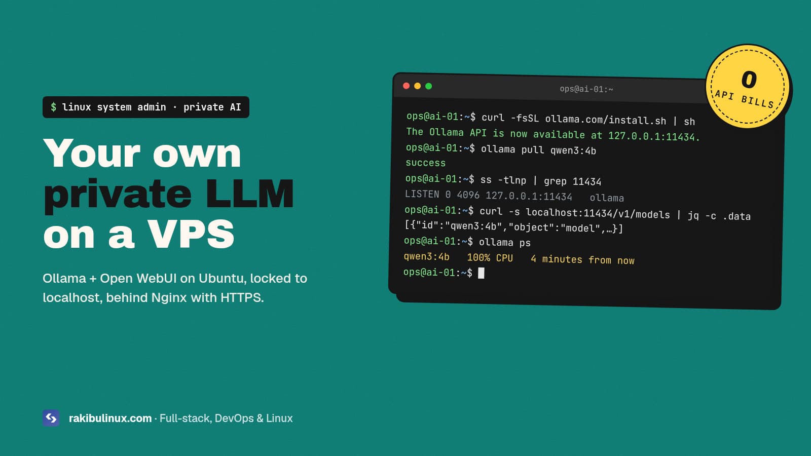 Self-Host an LLM with Ollama on an Ubuntu VPS (2026)