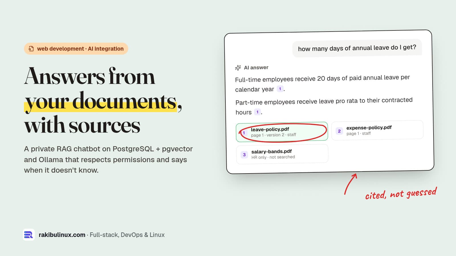 Private AI Chatbot for Company Documents, with Sources
