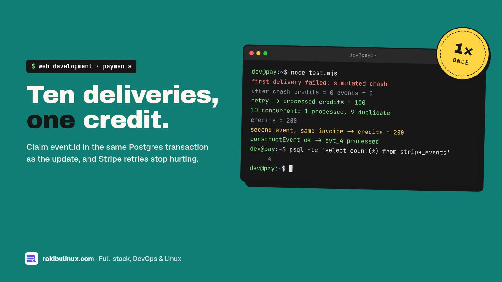 Stripe Webhook Idempotency in Node.js: Process Once