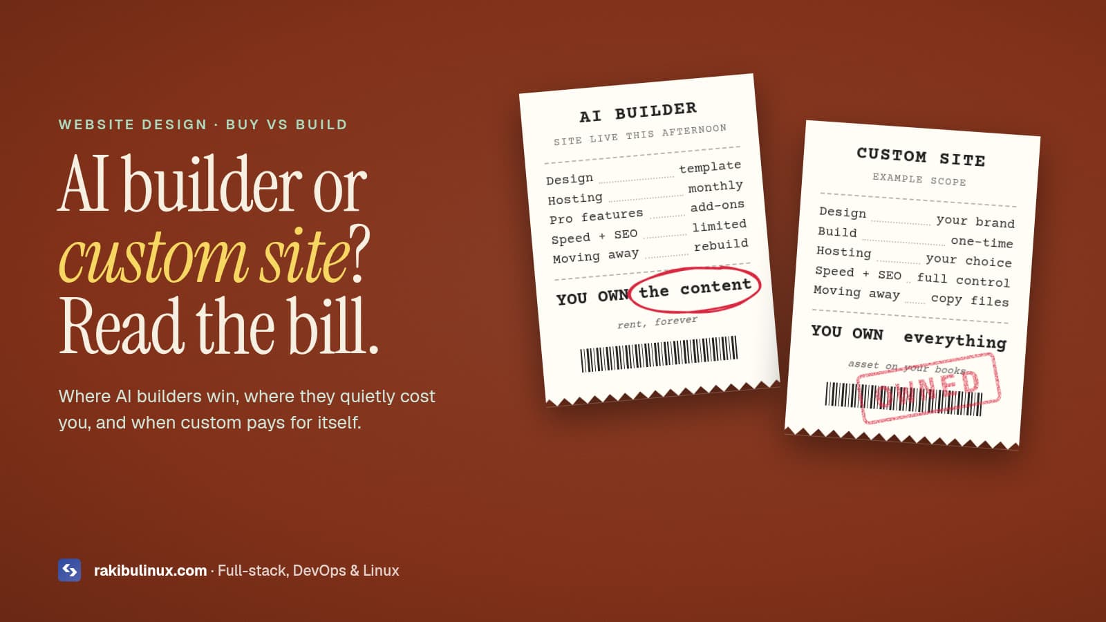AI Website Builder vs Custom Website: 2026 Buyer's Guide