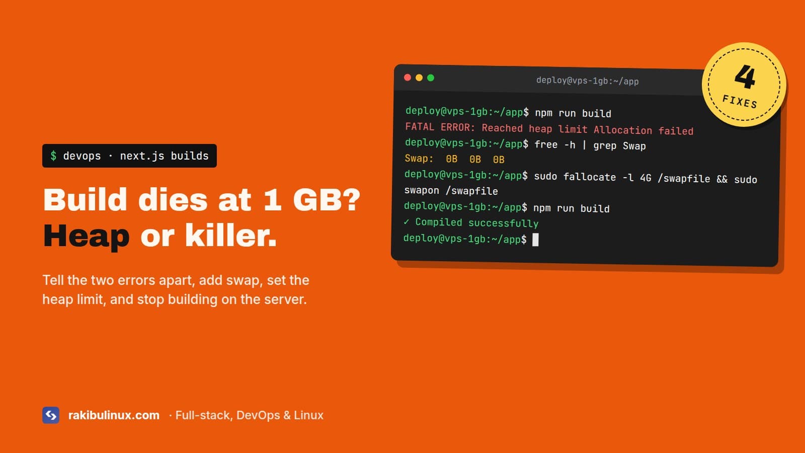 JavaScript Heap Out of Memory in next build: VPS Fix
