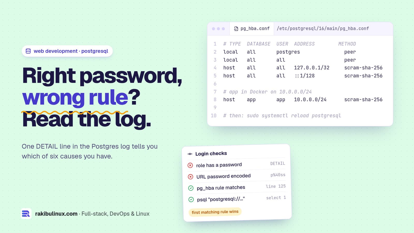 Postgres "Password Authentication Failed": Fixes