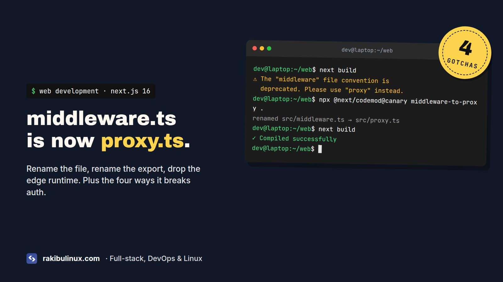 Next.js 16 Middleware Deprecated? Move to proxy.ts