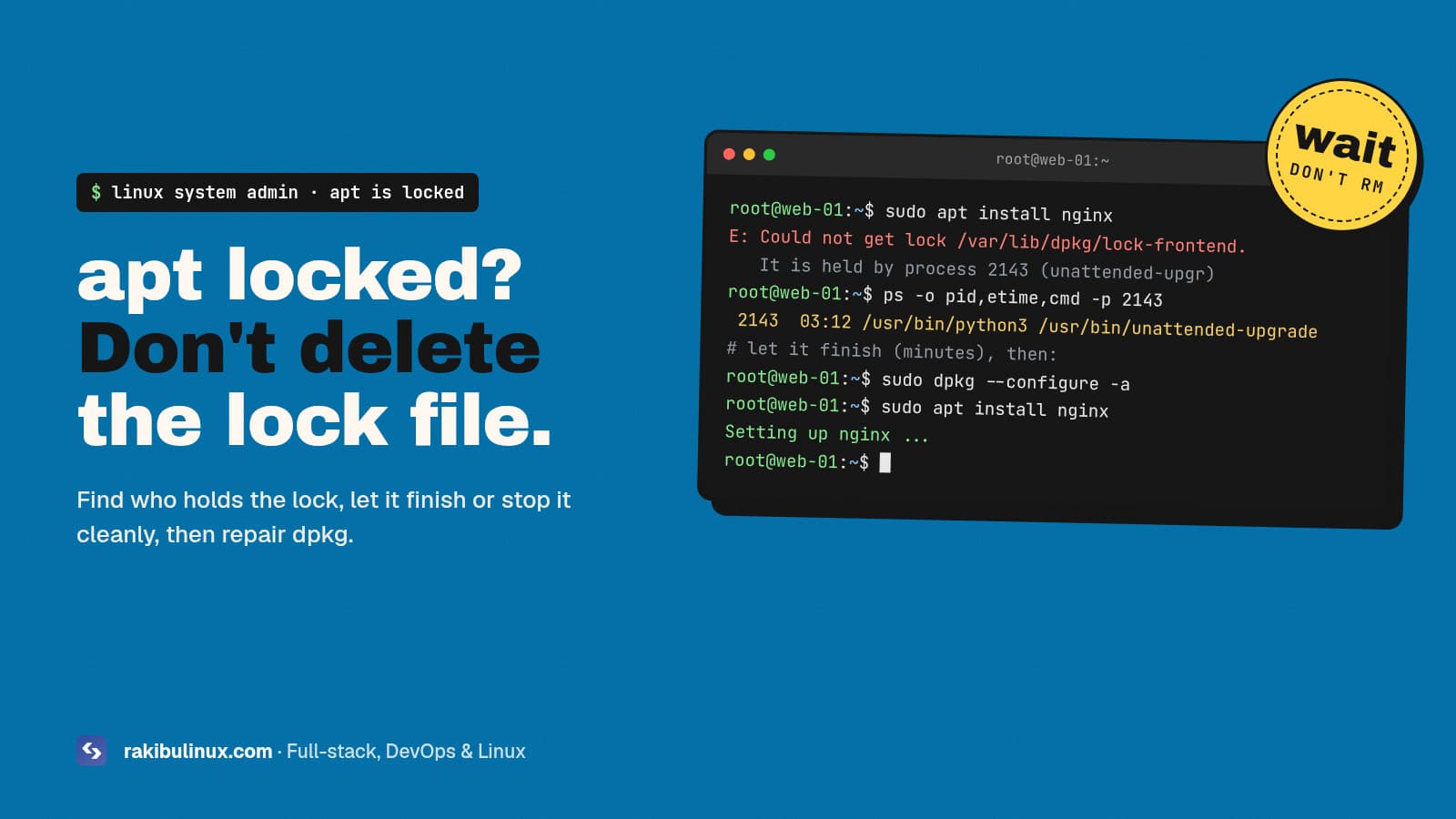 Could Not Get Lock /var/lib/dpkg/lock-frontend: Fix