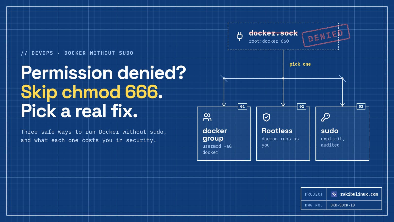 Docker "Permission Denied" on docker.sock: Safe Fix