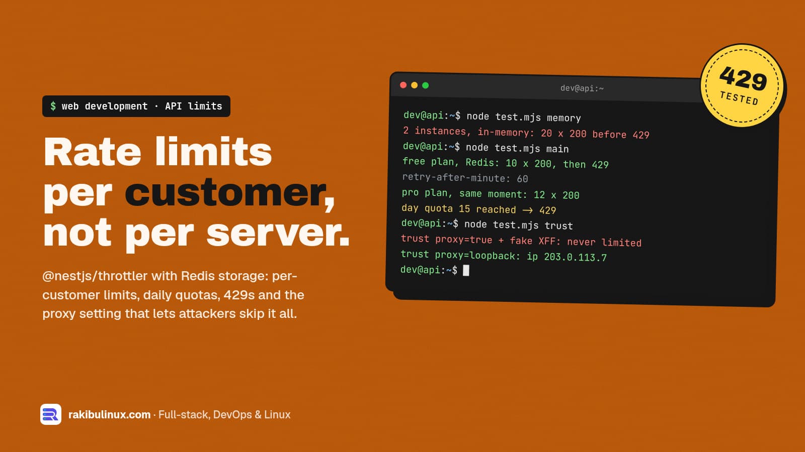 NestJS Rate Limiting per User and Plan with Redis