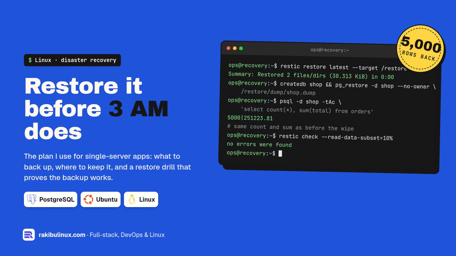 VPS Disaster Recovery: A Plan You Have Actually Tested