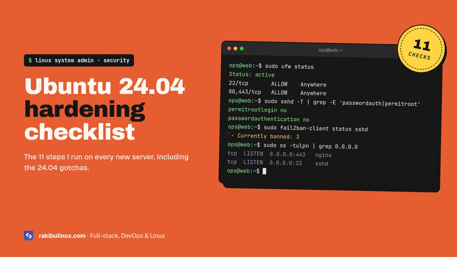 Ubuntu 24.04 Server Hardening Checklist for 2026
