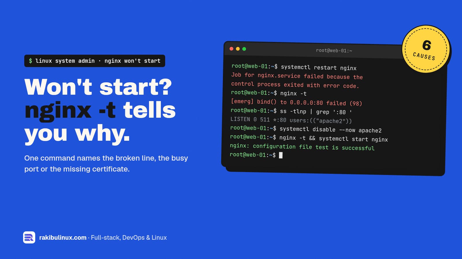 Job for nginx.service Failed: How to Fix It (2026)
