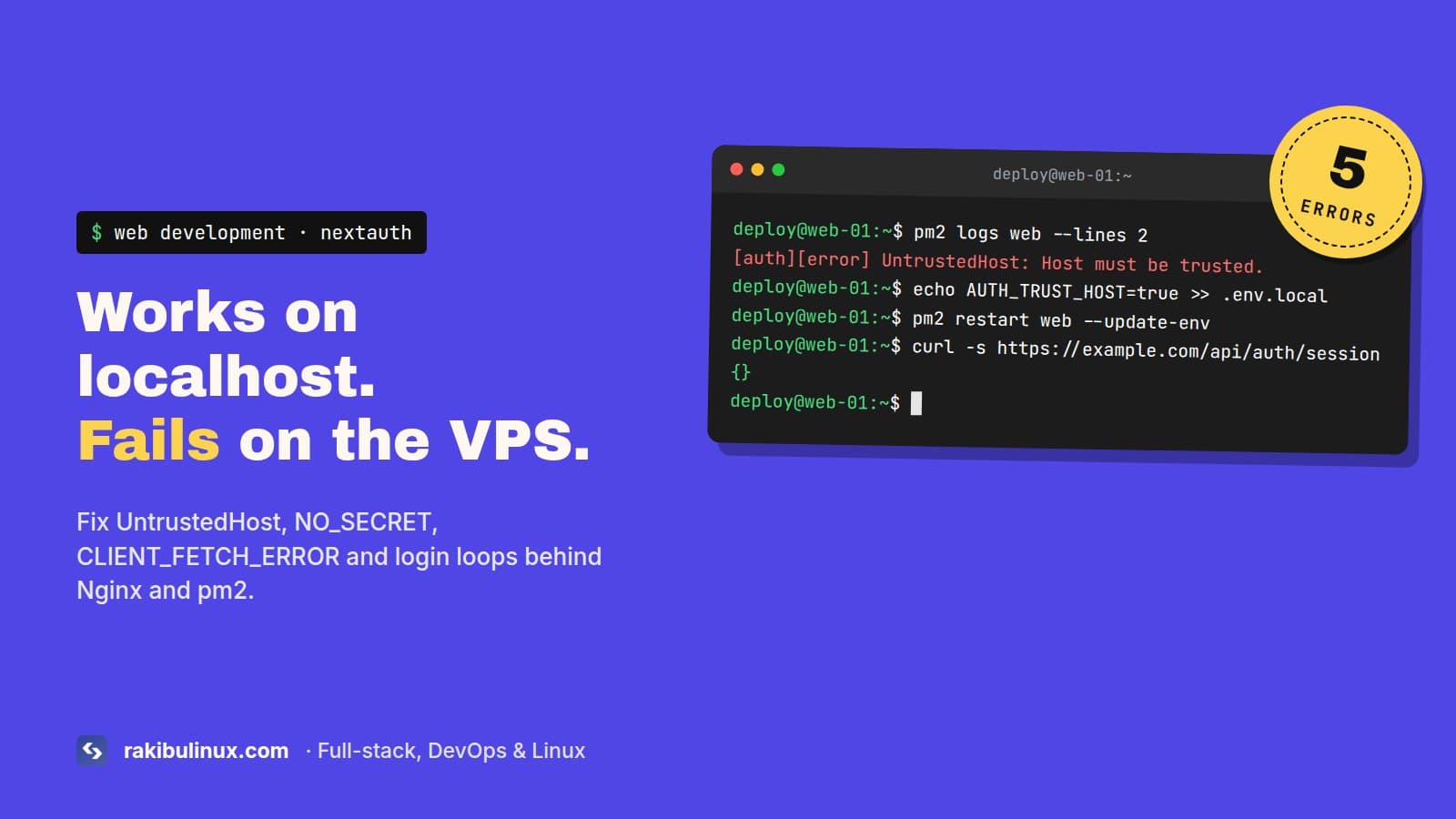 NextAuth Errors on a VPS: UntrustedHost, NO_SECRET Fix