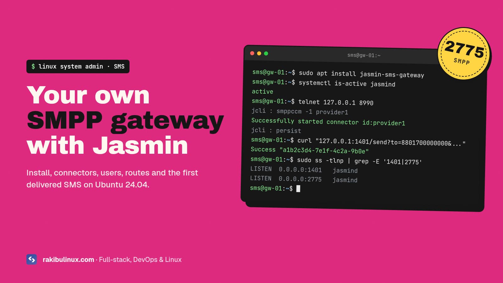 Jasmin SMS Gateway: Install & Configure on Ubuntu